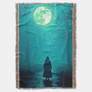 Spooky Full Moon Night Design Throw Blanket