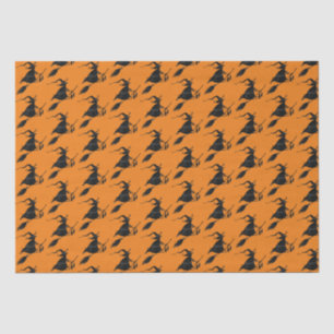 Spooky Fun Black Gothic Flying Witch Halloween Tissue Paper