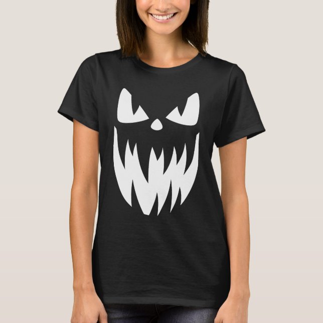 Spooky Fun Creepy Pumpkin Jack O Lantern Face   T-Shirt (Front)