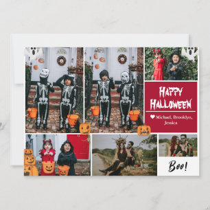 Spooky Fun Family Halloween 6 Photo Collage Grid Holiday Card