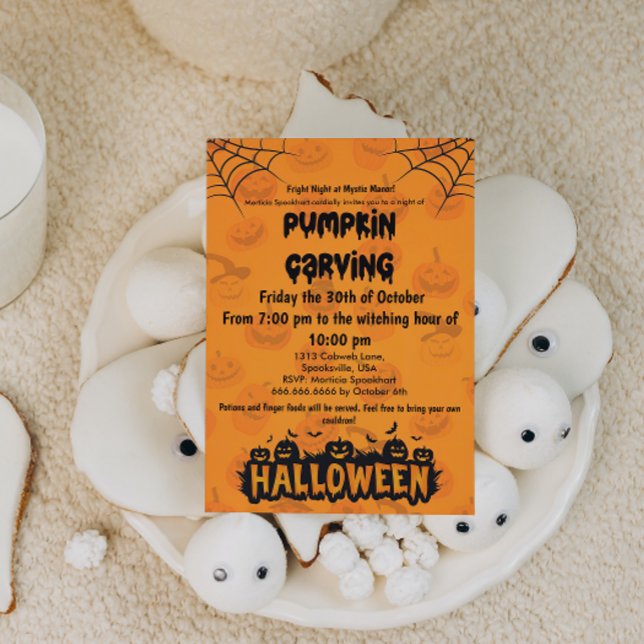 Spooky & Fun Halloween Pumpkin Carving Party Invitation (Creator Uploaded)
