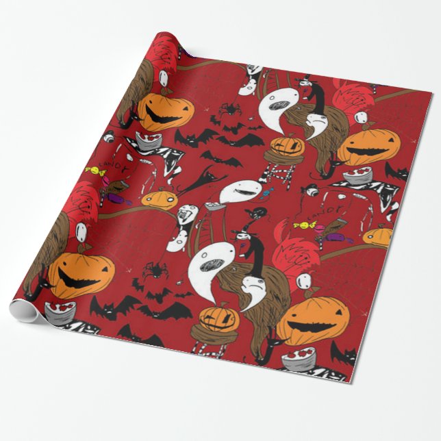 Spooky Fun Halloween Wrapping Paper (Unrolled)