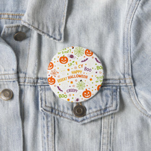 Spooky & Fun Pumpkin - Colorful Halloween Pattern  7.5 Cm Round Badge