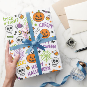 Spooky & Fun Pumpkin - Colorful Halloween Pattern  Wrapping Paper