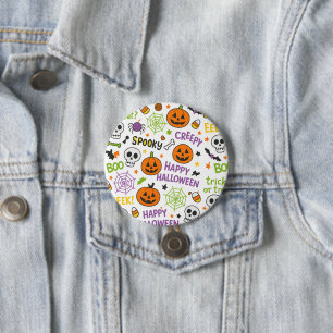Spooky & Fun Pumpkin - Colourful Halloween Pattern 7.5 Cm Round Badge