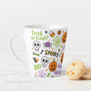 Spooky & Fun Pumpkin - Colourful Halloween Pattern Latte Mug