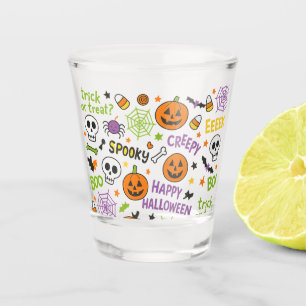 Spooky & Fun Pumpkin - Colourful Halloween Pattern Shot Glass