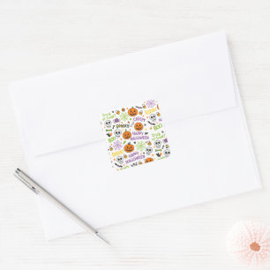 Spooky & Fun Pumpkin - Colourful Halloween Pattern Square Sticker