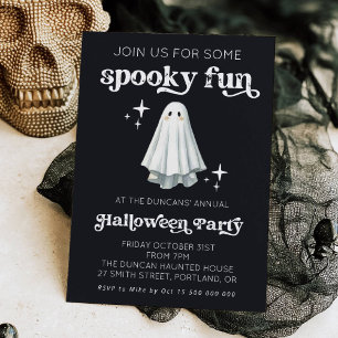 Spooky Fun Retro Ghost Halloween Invitation