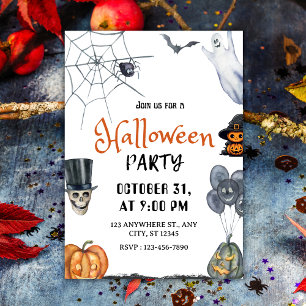 Spooky Fun Watercolor Halloween Party Invitation
