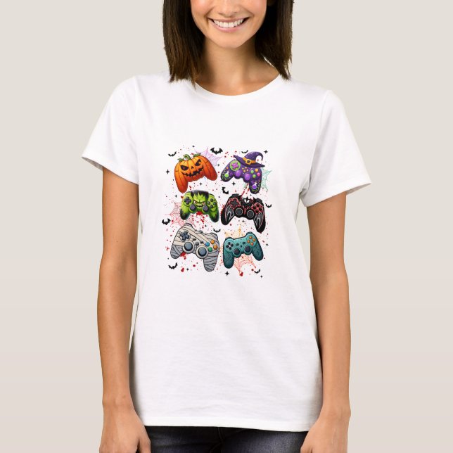 Spooky Gamer Girl Halloween T-Shirt  (Front)