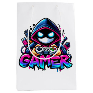 Spooky Gaming – Halloween Gamer Ghost Controller D Medium Gift Bag