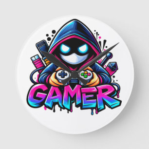 Spooky Gaming – Halloween Gamer Ghost Controller D Round Clock