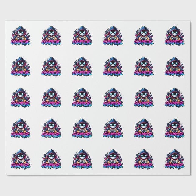 Spooky Gaming – Halloween Gamer Ghost Controller D Wrapping Paper (Flat)
