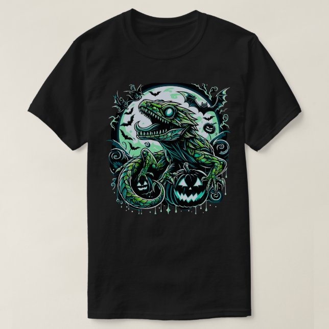 Spooky gecko witch cute halloween reptile design 2 T-Shirt (Design Front)