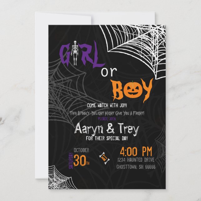 Spooky Gender Reveal Invitation (Front)