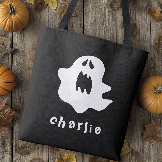 Spooky ghost and name Halloween Tote Bag (Spooky ghost and name Halloween Tote Bag)