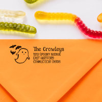 Spooky Ghost & Bats Halloween Return Address