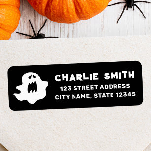 Spooky ghost black Halloween return address
