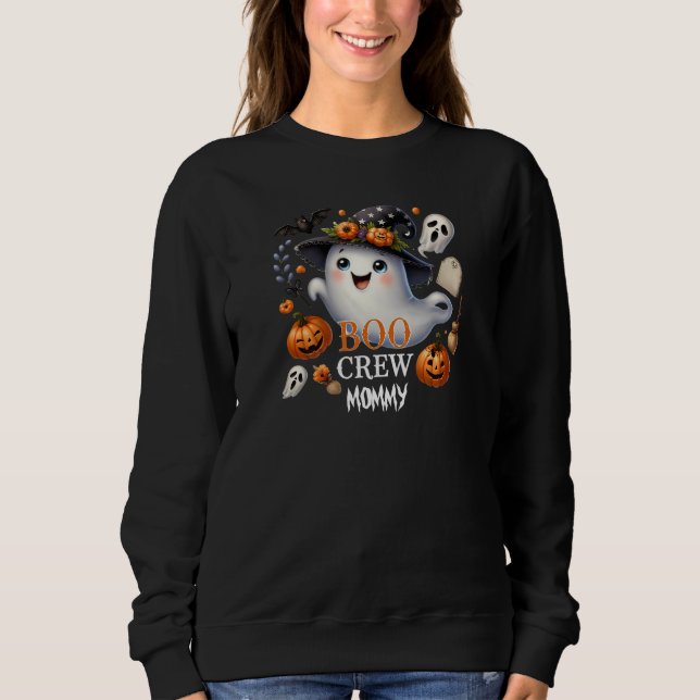 Spooky Ghost Boo Crew Halloween Sweatshirt (Front)