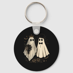 Spooky Ghost Bride And Groom Halloween Wedding Key Ring