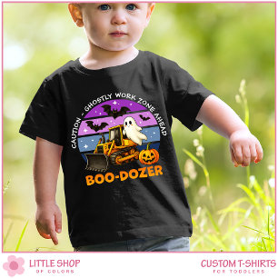 Spooky Ghost Bulldozer Customizable Halloween Toddler T-Shirt