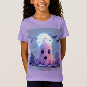 Spooky Ghost Cartoon With Bats T-Shirt
