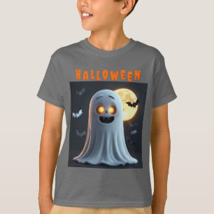 Spooky Ghost Cartoon With Bats T-Shirt