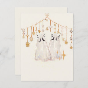 Spooky Ghost Cat Christmas Card