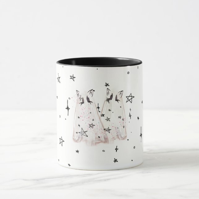 Spooky Ghost Cat Mug "Punk Stars"  (Center)