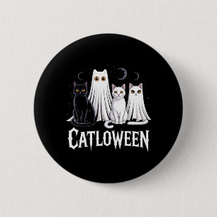 Spooky Ghost Cats Catloween Pumpkin Cute Black Cat 6 Cm Round Badge