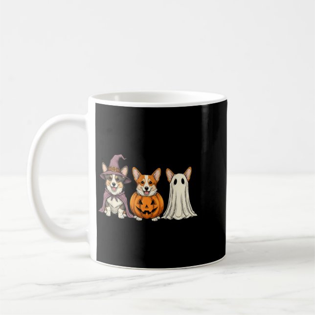 Spooky Ghost Corgi Pumpkin Halloween Dog Lover Coffee Mug (Left)