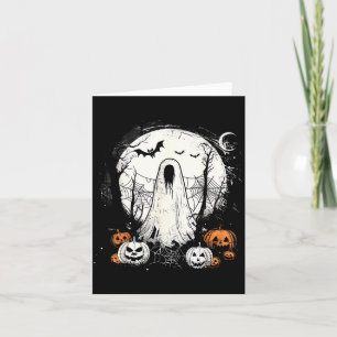 Spooky Ghost Costume Halloween Pumpkin Moon Spider Card