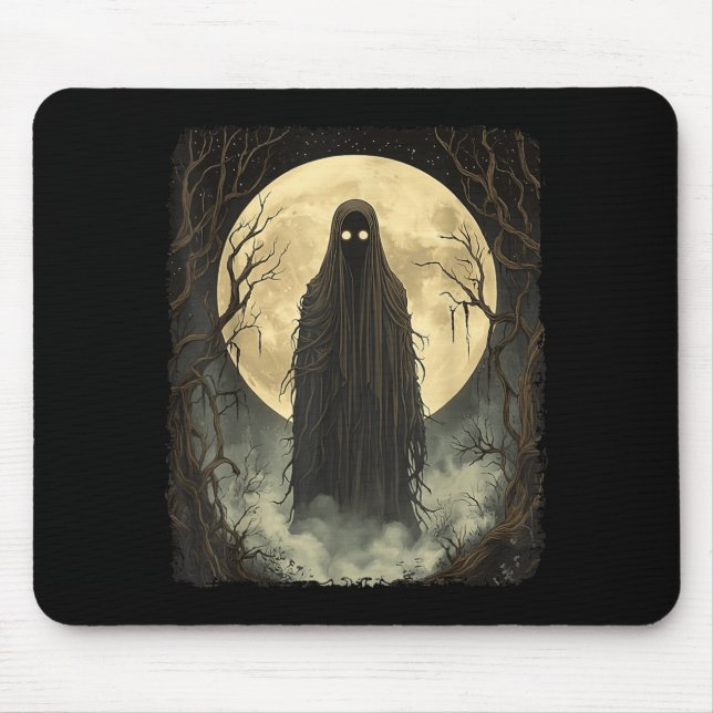 Spooky Ghost Costume Vintage Gothic Halloween Mouse Pad (Front)