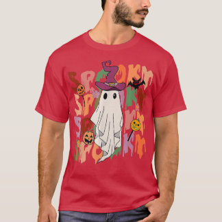 Spooky Ghost Costume Witch Groovy Vibes Hippie Hal T-Shirt