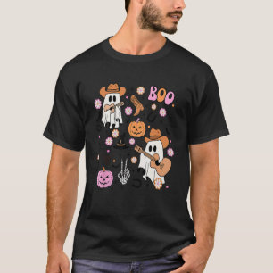 Spooky Ghost Cowboy Cute Halloween Boo Western Ret T-Shirt