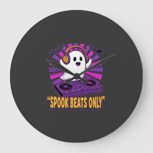 Spooky Ghost DJ Halloween Beats Design_1 Large Clock