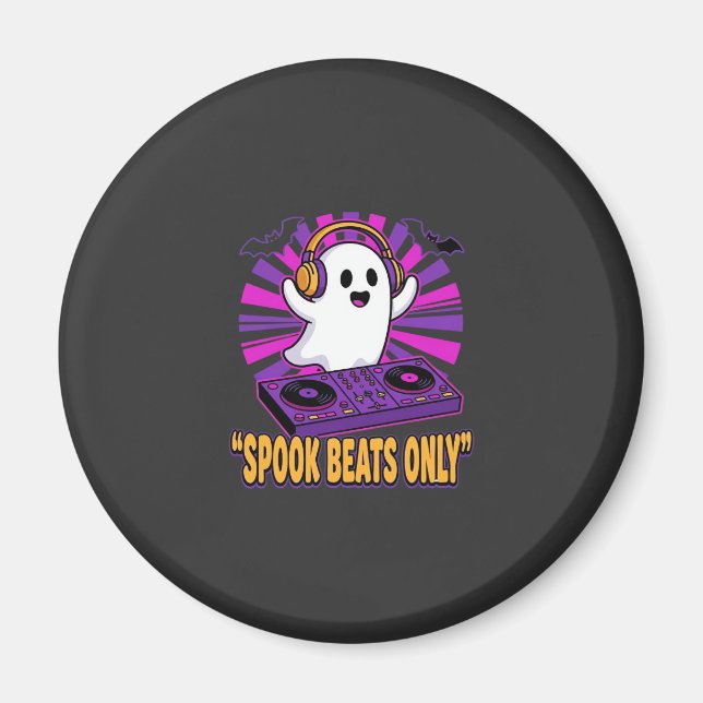 Spooky Ghost DJ Halloween Beats Design_1 Magnet (Front)