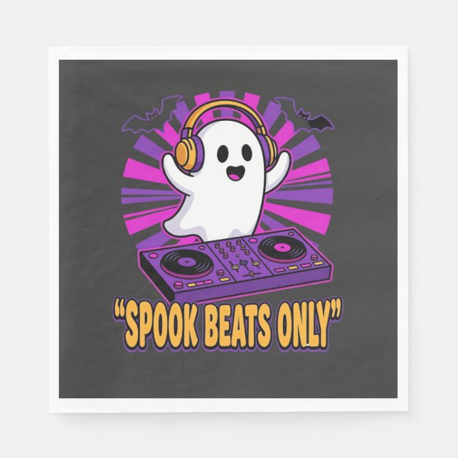 Spooky Ghost DJ Halloween Beats Design_1 Napkin (Front)