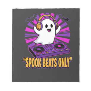 Spooky Ghost DJ Halloween Beats Design_1 Notepad