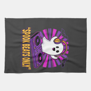 Spooky Ghost DJ Halloween Beats Design_1 Tea Towel