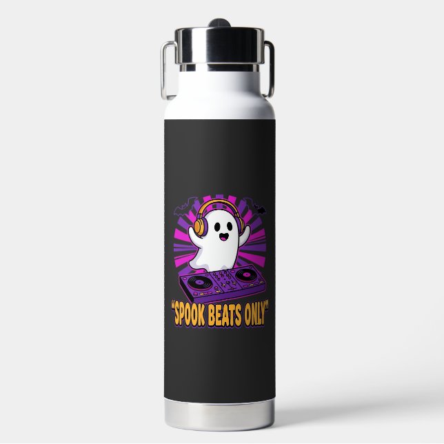 Spooky Ghost DJ Halloween Beats Design_1 Water Bottle (Front)