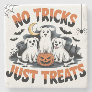 Spooky Ghost Dogs Cute Halloween Dog Design Stone Coaster