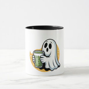 Spooky Ghost Drinking Matcha Halloween  Mug