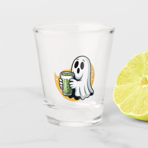 Spooky Ghost Drinking Matcha Halloween Shot Glass