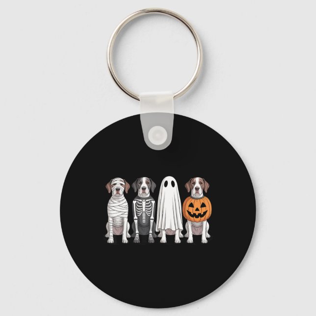 Spooky Ghost English Pointer Pumpkin Halloween Dog Key Ring (Front)