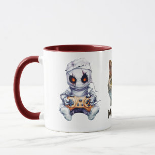 Spooky Ghost Gamer and Meow Cat Mug