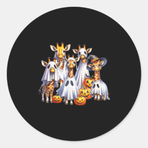 Spooky Ghost Giraffe Halloween Funny African Anima Classic Round Sticker