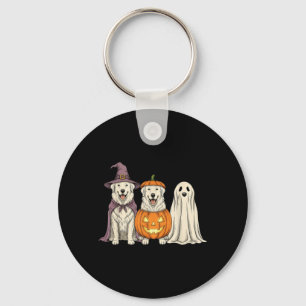 Spooky Ghost Great Pyrenees Pumpkin Halloween Dog Key Ring