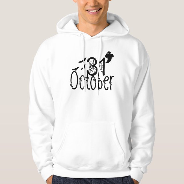 Spooky Ghost Halloween 31 October Hoodie (Front)